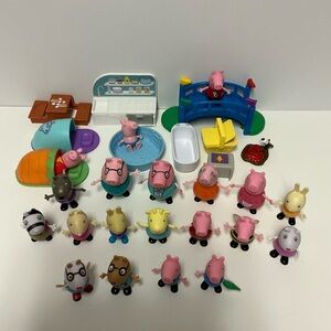 Peppa Pig Toy Lot- 20 Character Figures, Furniture & Accessories
